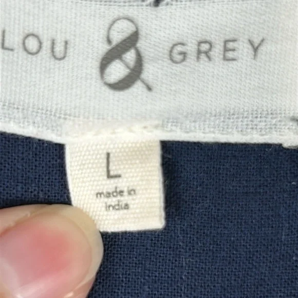 Lou & Grey Lagenlook Plaid Cotton Long Sleeve Pockets Tunic Top Large Blue Peach - Picture 6 of 14